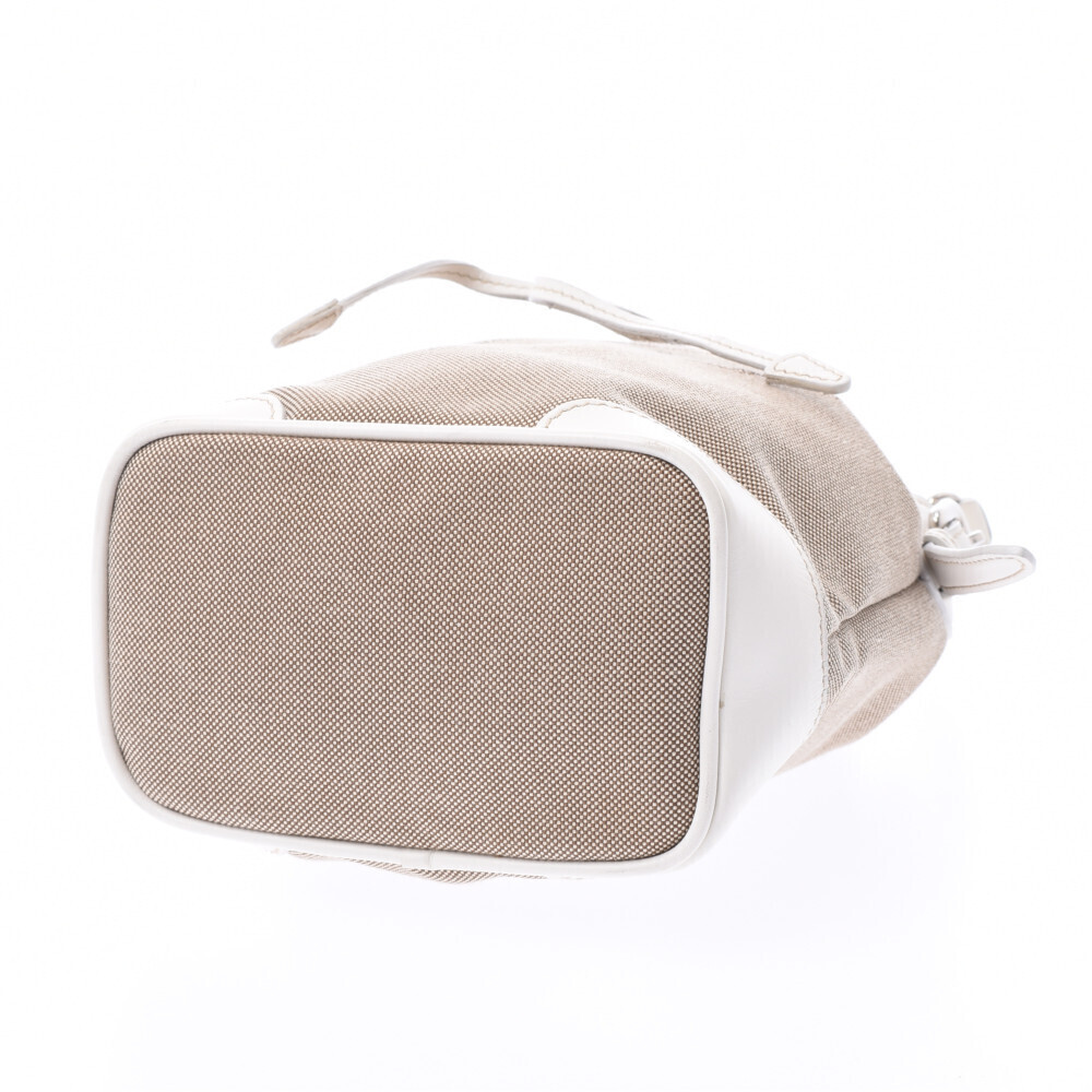 Prada Drawstring Pouch Beige White Jacquard Leath… - image 4